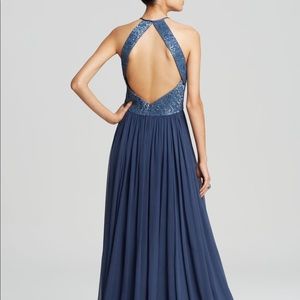 Vera Wang Blue Gown with Metallic Bodice